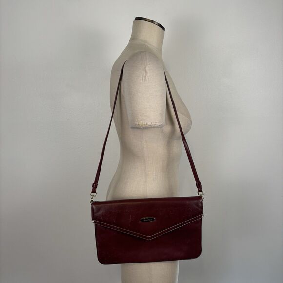 Vintage Etienne Aigner Burgundy Oxblood Leather Classic Clutch Shoulder Bag - Picture 3 of 16